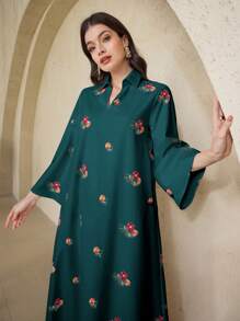 Al Najma 女士土耳其长袍和阿拉伯传统长袍连衣裙、卡夫坦和贾拉比亚，端庄 - 水鴨藍 - 查看 5