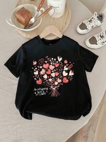 SHEIN Leap Crew 青少年女孩休闲简约卡通图案多件装 T 恤，适合夏季 - 彩色 - 查看 5