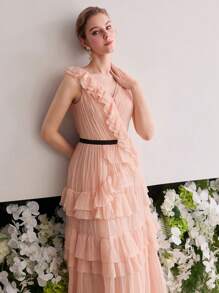 MOTF Soiréza 荷叶边分层连衣裙 - 粉色 - 查看 6