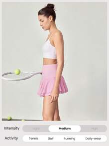 GLOWMODE Váy tennis lưới kiểm soát bụng siêu cao FeatherFit™-Air thấm mồ hôi nhanh khô Court Crush cạp siêu cao có quần short tích hợp Túi bên hông Tay cầm chống trượt Tác động thấp Quần vợt Golf Pickleball Mặc hàng ngày - Màu hồng Bubblegum - Xem 7