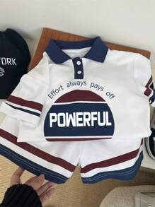 SHEIN Leap Crew 2pcs Young Boys Casual School Style Graphic Print Loose T-Shirt And Shorts Set, Suitable For Daily Wear, School, Holidays, Birthday Party, Outings, Sports, Spring/Summer, Fleece, Thickened - Multicolor - View 9