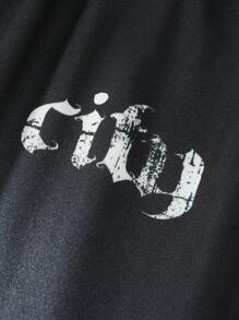 ROMWE MEN Street Life Men's Grunge Washed Simple Casual Everyday Sweatpants - Black - View 6