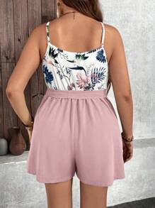 Breezaya 大码女式热带植物印花无袖连体裤