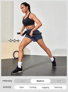 GLOWMODE VitalSwift Ultra High-Rise Elastyczna talia Wentylowane plecy Regulowane ściągacze sportowe ze wbudowanymi spodenkami Średnio intensywne bieganie Jogging Trening Siłownia Ćwiczenia