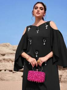 Al Najma 女士土耳其长袍和阿拉伯传统长裙 - 黑色 - 查看 2