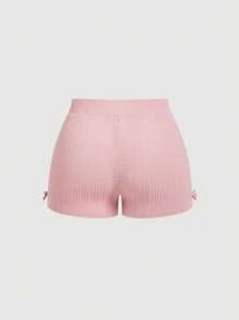 SHEIN MOD 大码女式提花针织吊带背心和短裤 2 件套，春夏装，女童休闲套装 - 粉色 - 查看 8