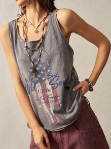 Bohemela Boho Solid Color Knit Crew Neck Sleeveless Washed T-Shirt For Women - Grey - View 4
