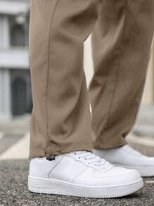 Manfinity Homme Plus Size Men's Plain Work Cargo Pocket Casual Pants