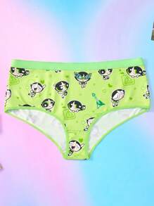 THE POWERPUFF GIRLS X SHEIN 3pcs Plus Size Women Cute Cartoon Blossom, Bubbles, Buttercup Pattern Panties,Comfy, Bacis, Kawaii,Y2K,Cute,Sweet - Multicolor - View 4