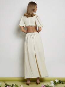 COSMINA Váy dài khoét lỗ tay ngắn cho nữ, tối giản & thời trang, phù hợp cho mùa hè - màu xanh lá - Xem 2