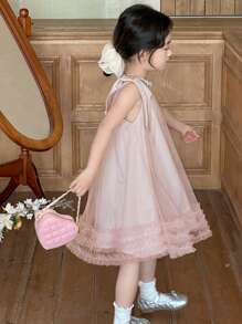 Dazy Kids Young Girl Round Neck Sleeveless Ruched Casual Dress,Back To School Clothes