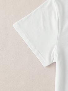 SHEIN 2pcs Plus Size Casual Simple Style Short Sleeve T-Shirt Set, Suitable For Summer - Hot Pink - View 5