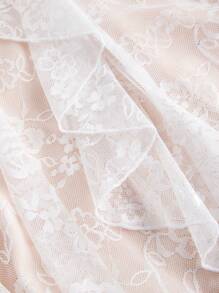 SHEIN MOD Women's Elegant Lace Ruffle Strap Summer Dress,Rave Outfits Festival - White - View 4