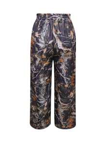 INAWLY 女士花卉印花松紧腰阔腿宽松休闲运动裤 - 彩色 - 查看 2