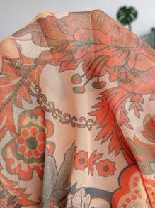 SHEIN 孕妇全印花露背挂脖休闲度假连衣裙 - 彩色 - 查看 7