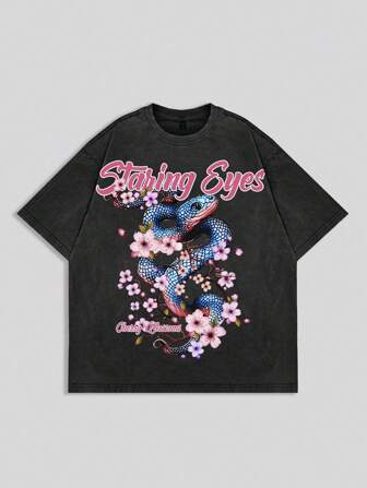 Camiseta de manga corta informal para hombres con estampado de cita de gente