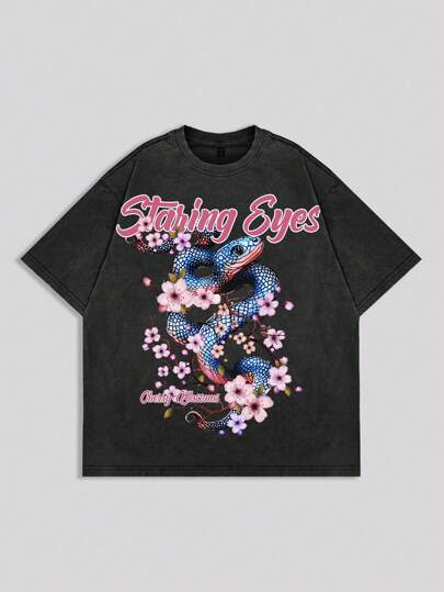 Herren lässiges Kurzarm T-Shirt mit Menschen-Zitat Muster