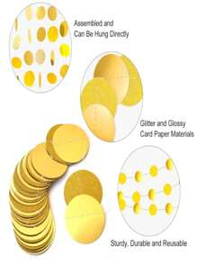 SHEIN Basic living 36pcs Gold Party Decorations Circle Dots Garland Metallic Gold Light Pink And White Hanging Polka Dot Streamer For Women Birthday Shower Bridal Shower Wedding Princess Party Supplies,Christmas