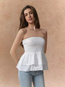 Écloséra Parte superior tubo tipo babydoll con espalda de tirantes en estilo patchwork para vacaciones