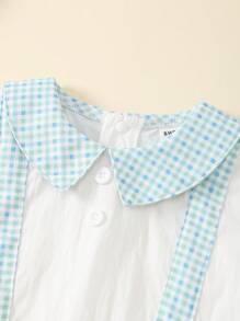 SHEIN 2pcs Set Toddler Boys Retro Plaid Round Neck Pullover Sweatshirt And Shorts, Comfortable And Cute, Spring/Summer