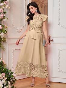 SHEIN Maternity Simple & Fashionable Dress, Suitable For Summer - Apricot - View 6