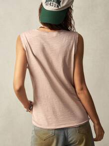 Bohemela 1 chiếc áo ba lỗ cổ tròn dệt kim màu trơn bó sát dành cho nữ - Màu Hồng baby - Xem 7