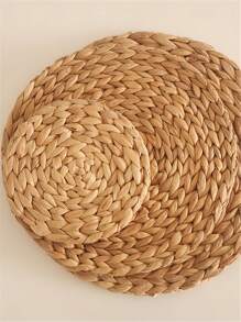 1pc Straw Design Round Placemat, Modern Anti-Slip Table Mat For Home Valentine's Day, Valentines Wedding, Birthday,Kitchen, - Beige - View 7