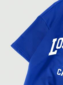 Aesthetic Post 男士撞色领字母印花短袖 Polo 衫 - 藍色 - 查看 5