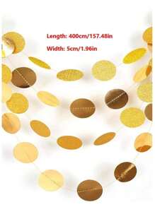 SHEIN Basic living 36pcs Gold Party Decorations Circle Dots Garland Metallic Gold Light Pink And White Hanging Polka Dot Streamer For Women Birthday Shower Bridal Shower Wedding Princess Party Supplies,Christmas