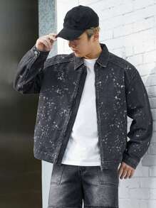 Manfinity Homme Men's Casual Denim Jacket, Simple And Fashionable For Daily Wear - Black - View 7