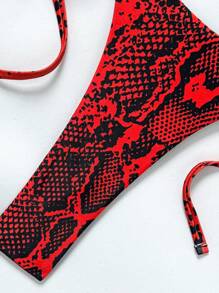 SHEIN Swim 2pcs Snake Skin Print Halter Backless Bikini Set, Sexy & Fashionable Swimwear For Summer Beach Vacation