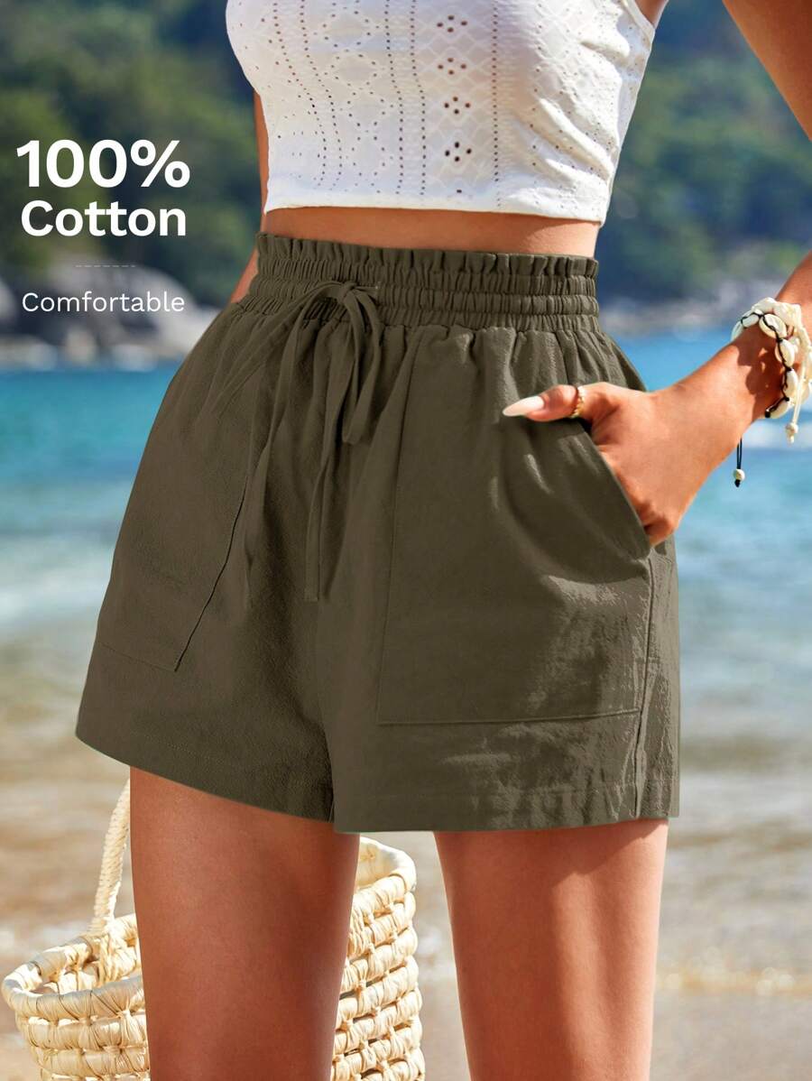 Travachic Szorty ze skośnymi kieszeniami wiązanymi w talii