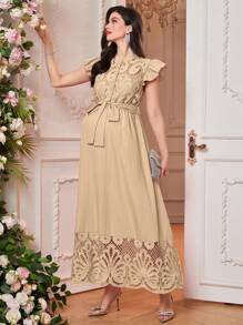 SHEIN Maternity Simple & Fashionable Dress, Suitable For Summer - Apricot - View 5