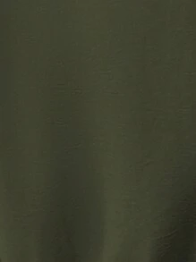 SHEIN Clasi Áo cánh chữ A dáng chữ A thanh lịch kiểu Pháp đi làm thường ngày cho nữ mùa xuân và mùa hè, màu trơn, cổ chữ V, cài nút, trang trí, tay loe, eo bó - màu xanh lá - Xem 3