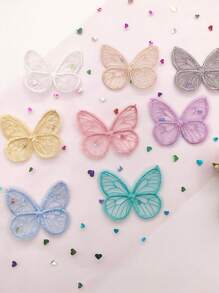 20 件/套蝴蝶图案补丁，彩色蝴蝶刺绣补丁，DIY 糖果色现代聚酰胺熨烫补丁，用于缝纫，连衣裙包装饰，连衣裙 DIY 缝纫，薄纱面料贴花，工艺缝纫装饰艺术