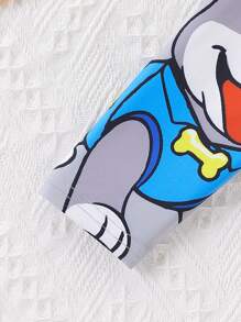 SHEIN Young Boy Dog Print Short Sleeve & Long Pants Tight Fitting Pajama Set - Multicolor - View 5