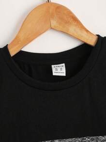 Boys Colour Block Crew Neck Tee - Black - View 3