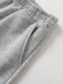 Slaydiva 2 pièces/ensemble Top ample à manches longues col rond avec motif lettres et nœud, convient pour le printemps et l'automne