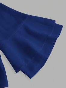 SHEIN Unity Women Front Tie Mid-Length Sleeve Simple Cropped Top, Solid Color Women Shirt - Royal Blue - View 4