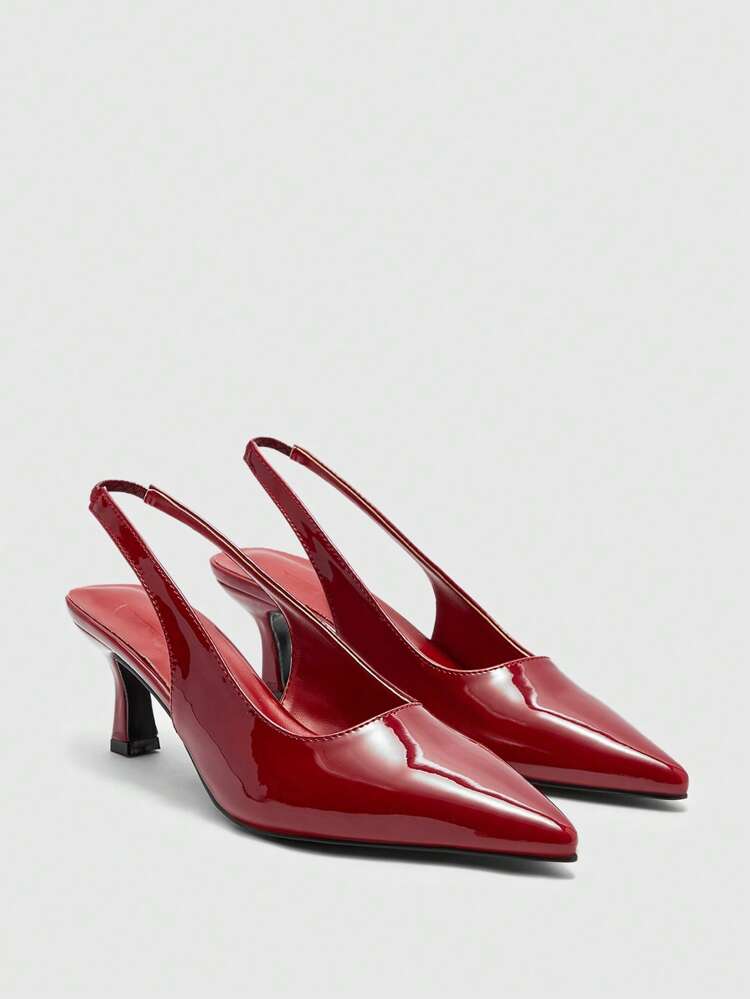 CUCCOO BIZCHIC Tacones de puntera fina de tacón alto color burdeos para mujer, estilo minimalista apto para uso diario y versátil