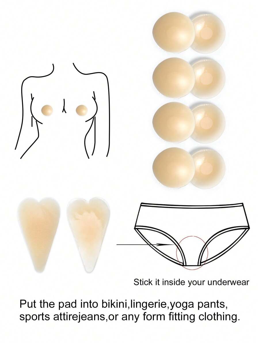 YA72 可重复使用的乳头贴，简约设计，适合日常和休闲穿着