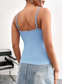 SHEIN Girlism Teen Girls 4pcs/Set Assorted Colors Knit Camisole Tank Top Base Layer Snug Fit Top - Baby Blue - View 8