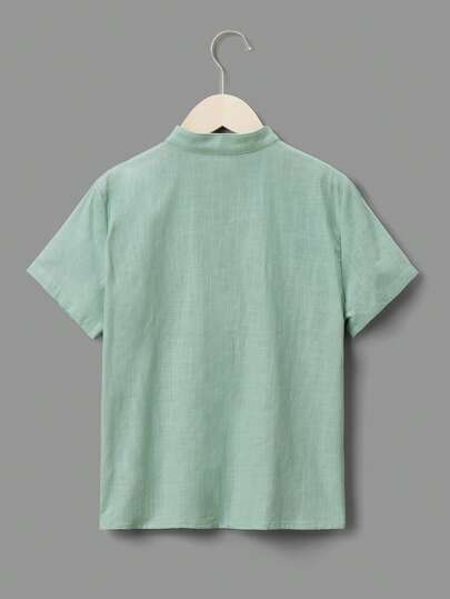 SHEIN Boys' Casual Loose Comfortable Short Sleeve Shirt