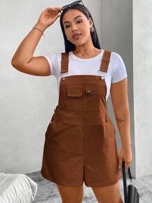 SHEIN MOOSTA Plus Size Solid Color Casual Jumpsuit, Suitable For Summer