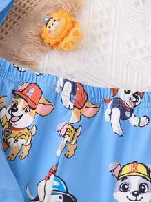 SHEIN Young Boy Dog Print Short Sleeve & Long Pants Tight Fitting Pajama Set - Multicolor - View 6