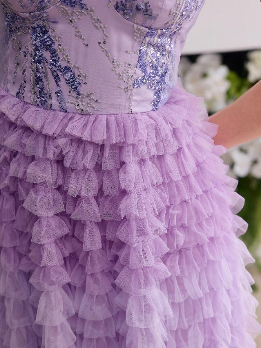 MOTF Soiréza OMBRE CONTRAST MESH TUBE EVENING DRESS - Purple - View 2