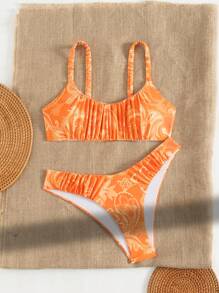 Swim Vcay Women Floral Print Minimalist Vacation 2 Pieces Bikini Set Beachwear, Summer Outfits - Multicolor - View 6