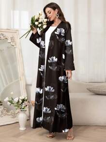 Al Najma Women's Simple Elegant Arabic Abaya, Suitable For Summer, Modest Robe - Black - View 3