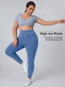 Flexra Plus Size Stretch Slim Fit Stretchy Knit Casual Jeans - Light Wash - View 6