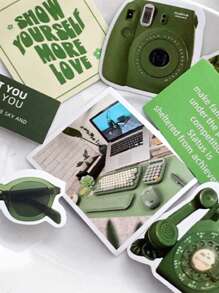 40 张可爱卡通贴纸，适用于行李箱和钱包的多功能装饰贴纸，适合返校 - 綠色 - 查看 3
